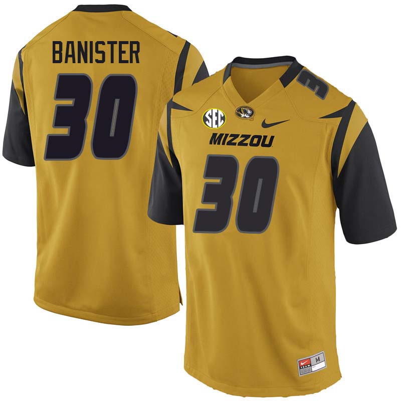 Men #30 Barrett Banister Missouri Tigers College Football Jerseys Sale-Yellow